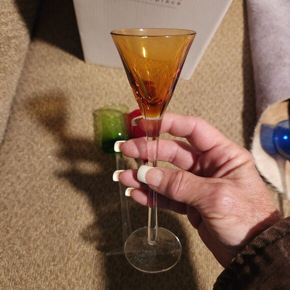 Williams-Sonoma Set Of Four Colored Cordial Glasses - Picture 5 of 11